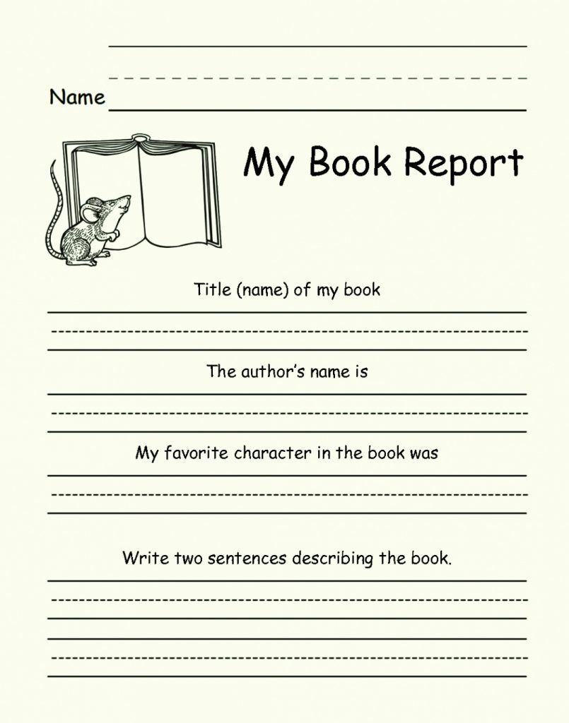 Book Report Template Grade 1