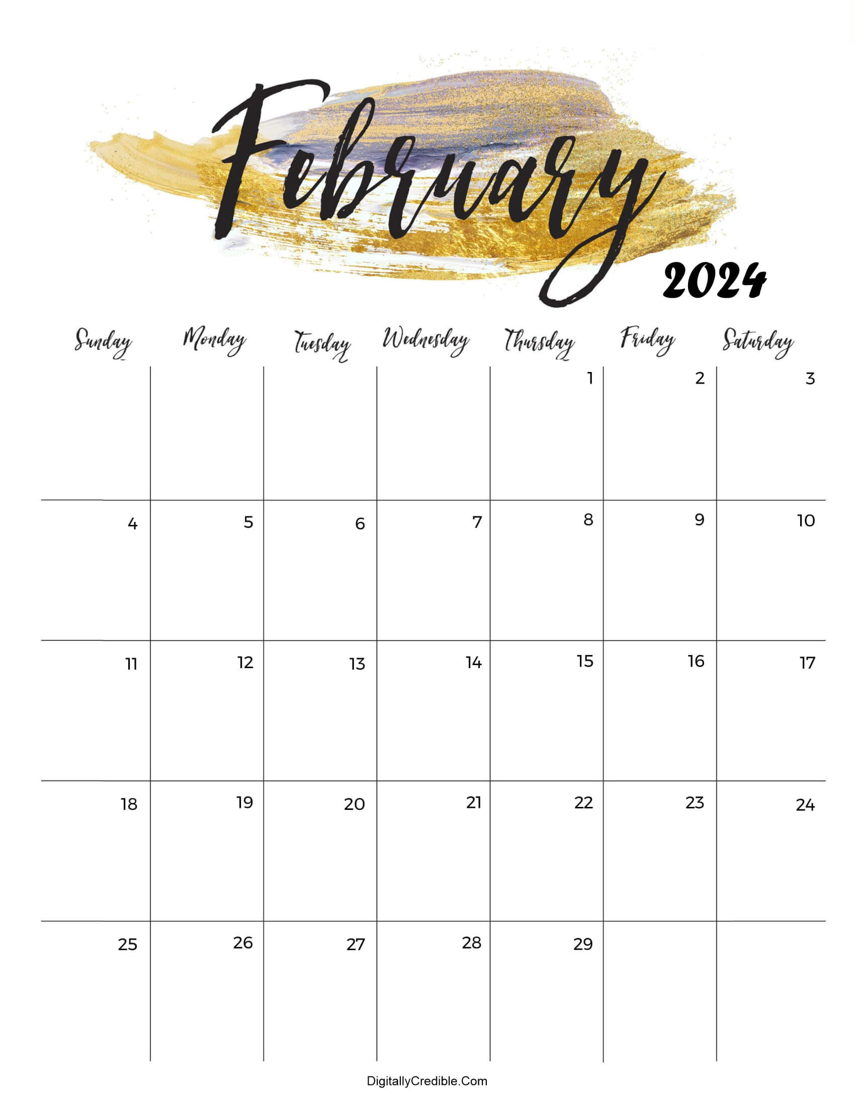 Cute Calendar February 2024