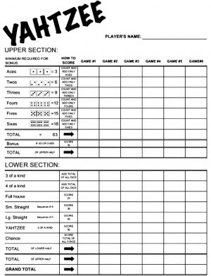 printable yahtzee score sheets card hd