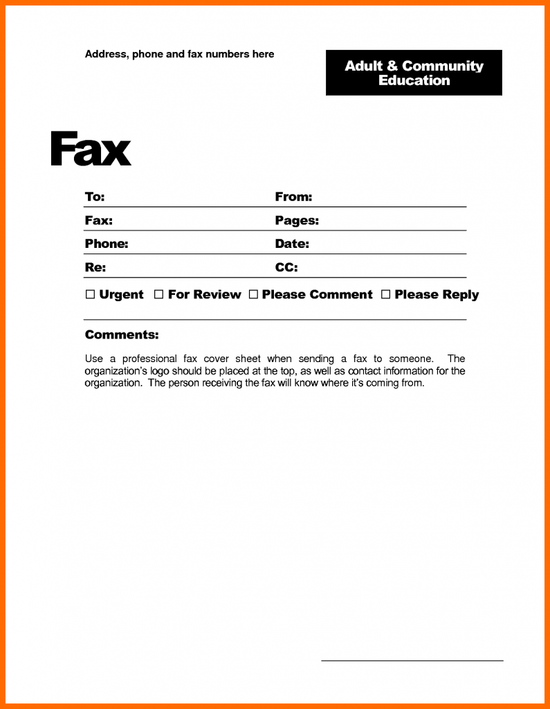 sample cover sheet for fax attention to fillable