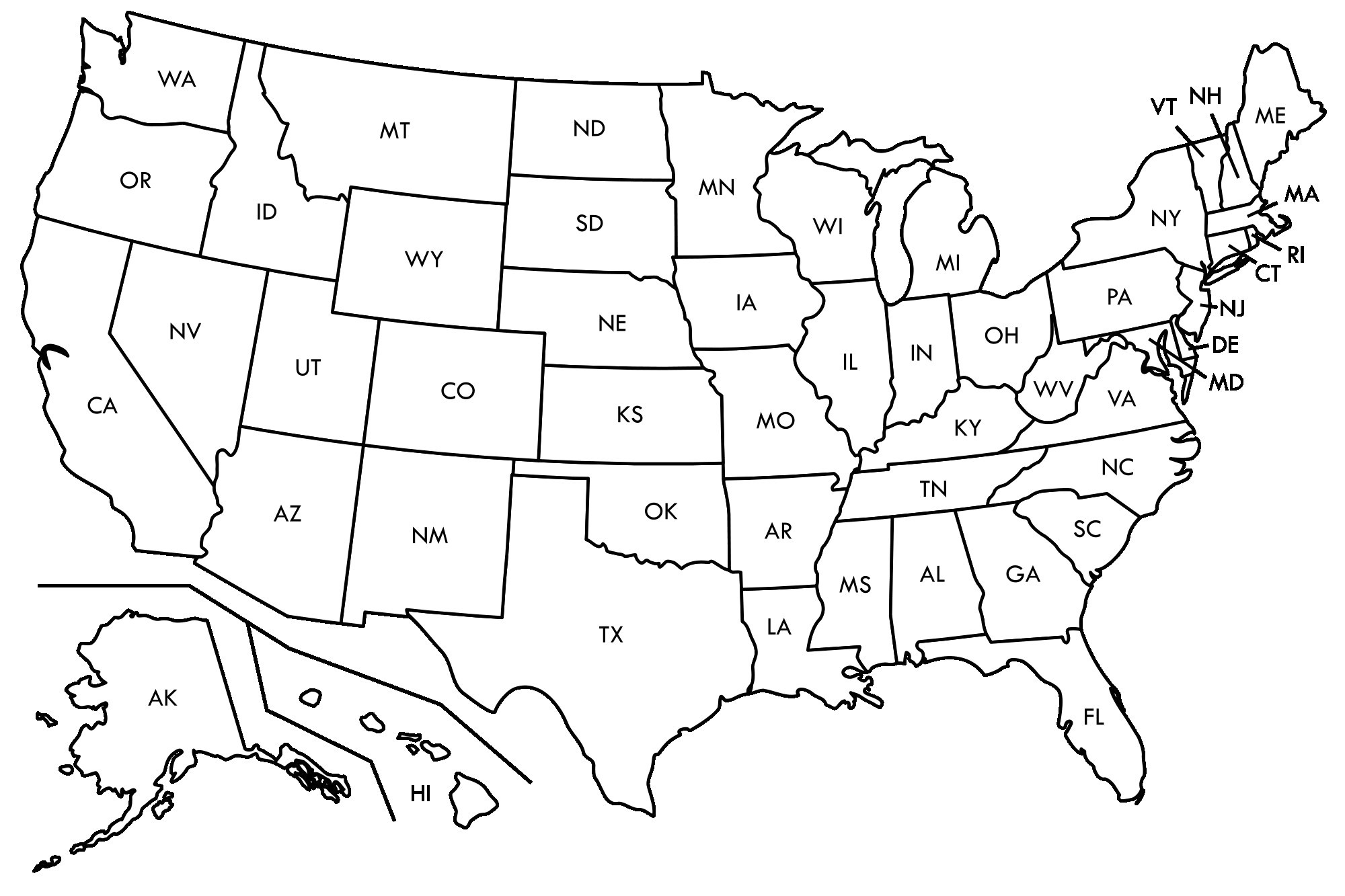 Map US States and Capitals Worksheets Printable