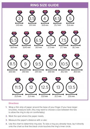 ladies men finger ring size measurement chart printable