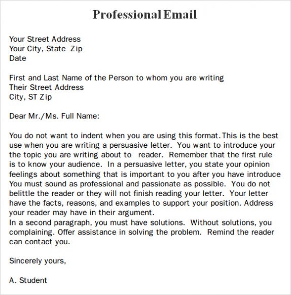 Professional Business Email Format Template Example