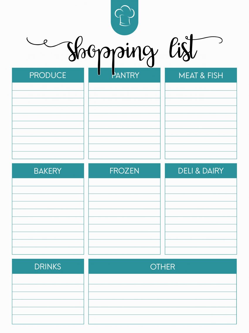 free grocery list template excel