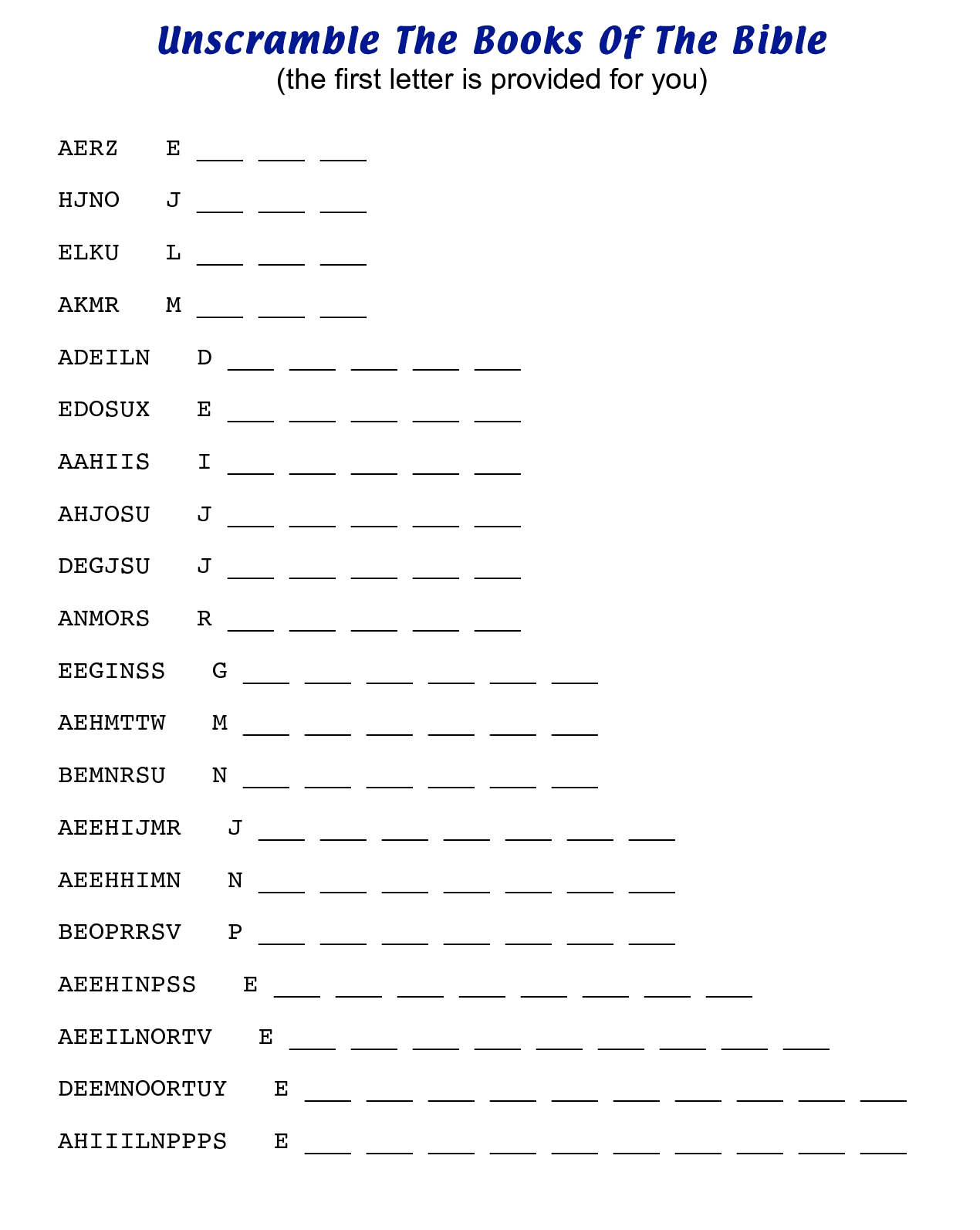 Printable Word Unscramble Printable World Holiday