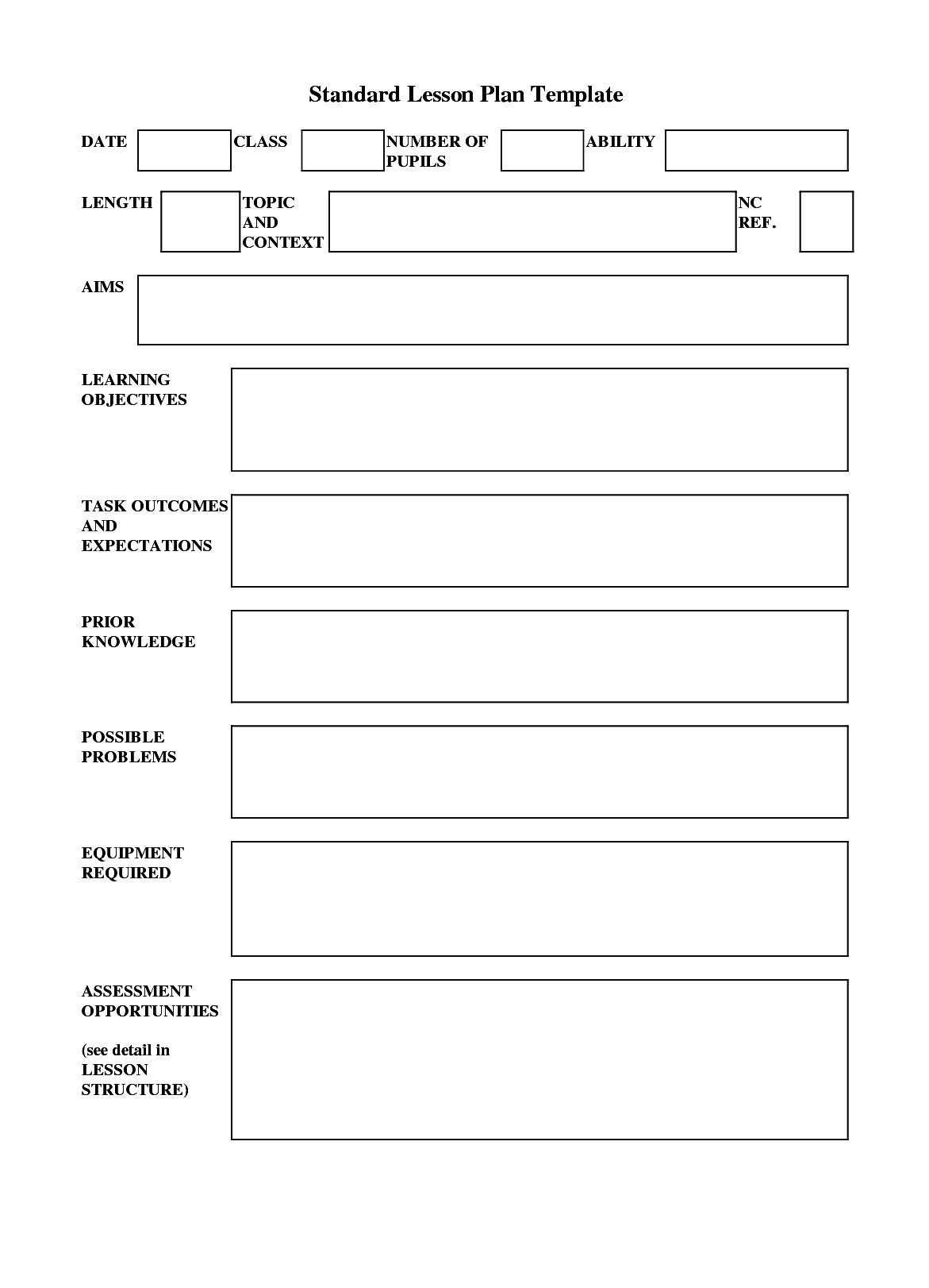 Lesson Plan Template Word Free Download