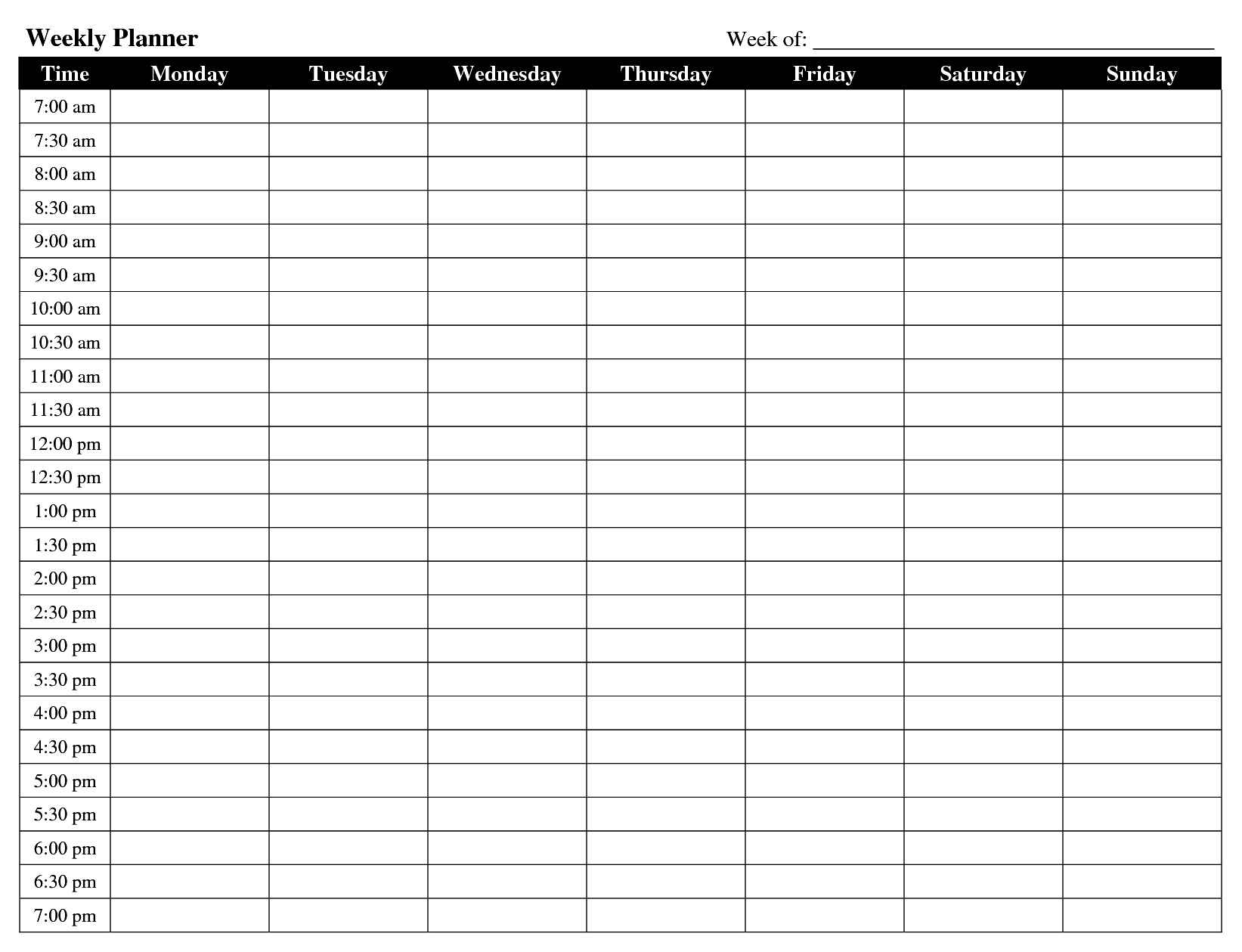 Printable Weekly Schedule Template Excel Word