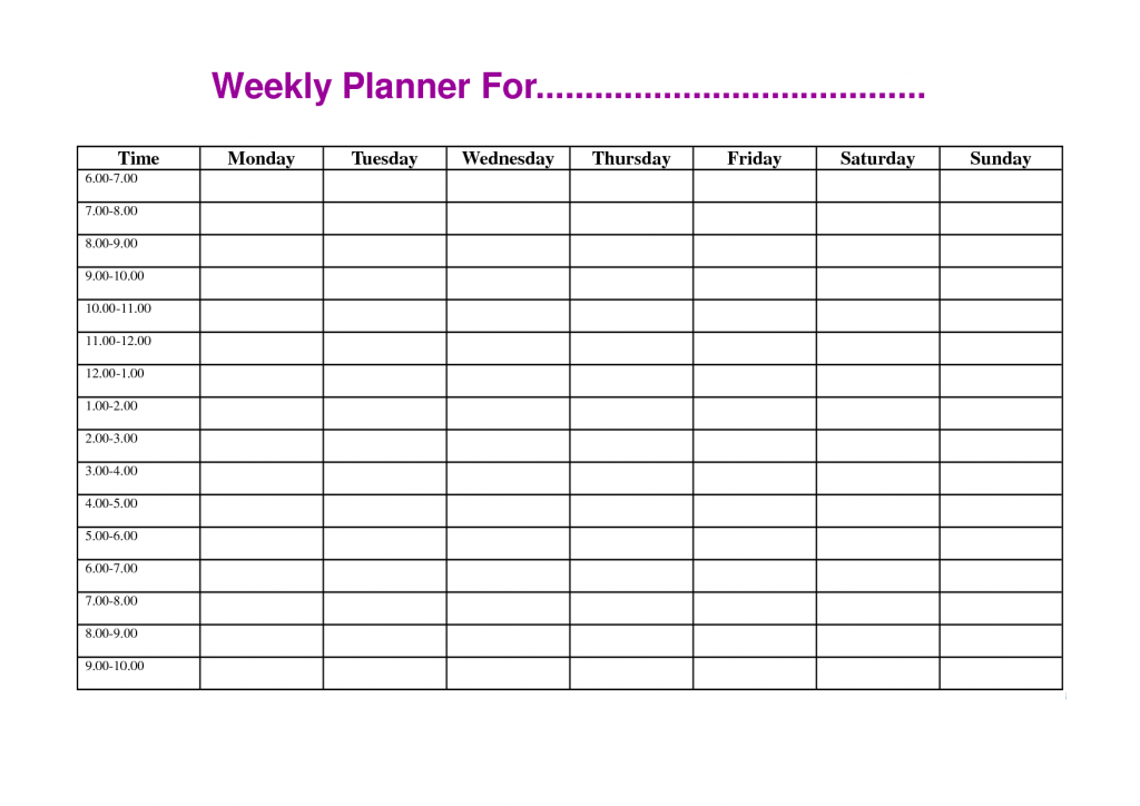 Printable Weekly Schedule Template Excel Word