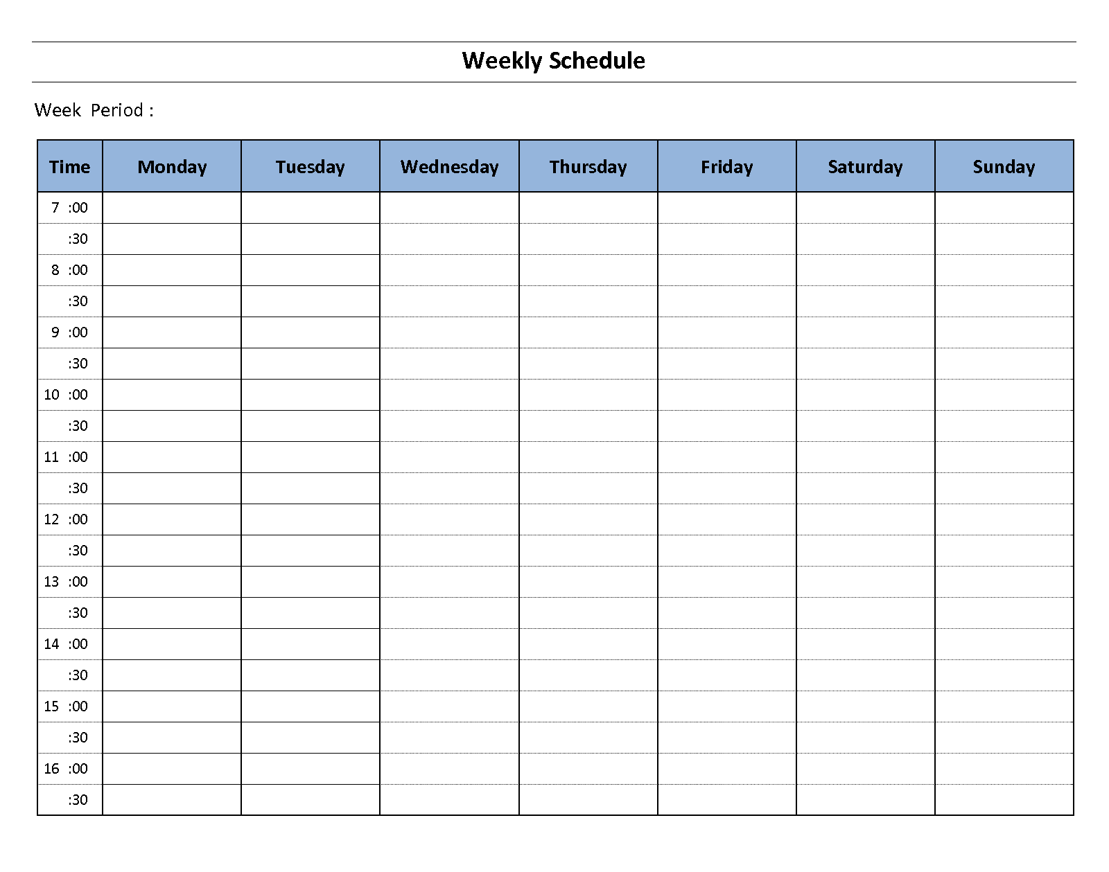 Printable Weekly Schedule Template Excel Word