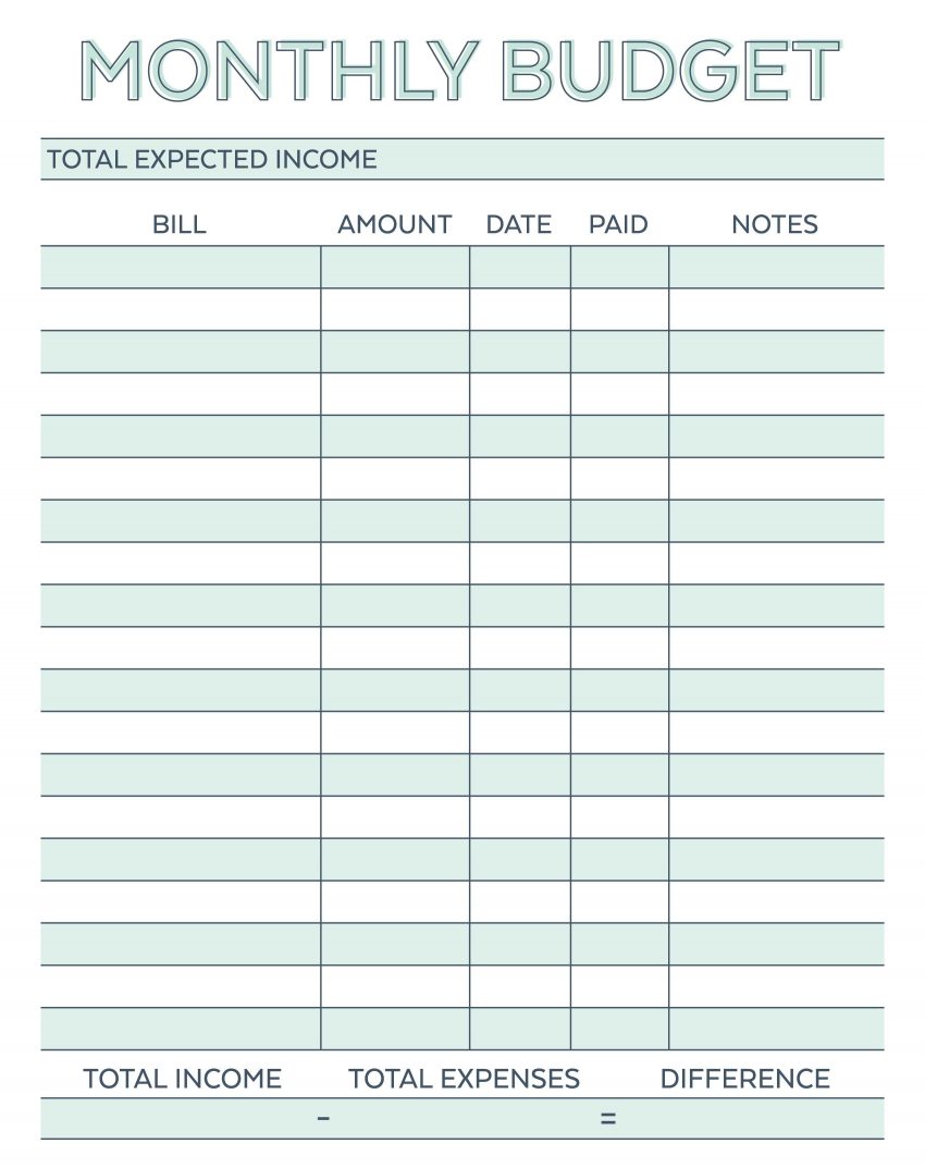 Free Monthly Budget Template Excel