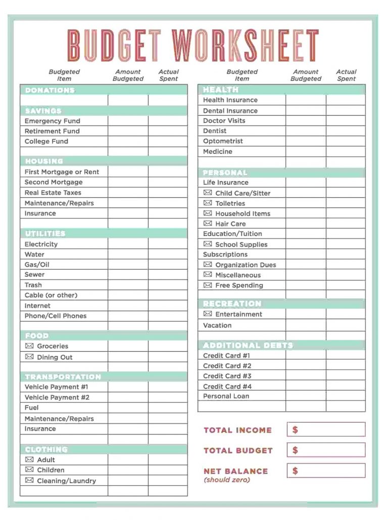 Free Monthly Budget Template Computerspasa