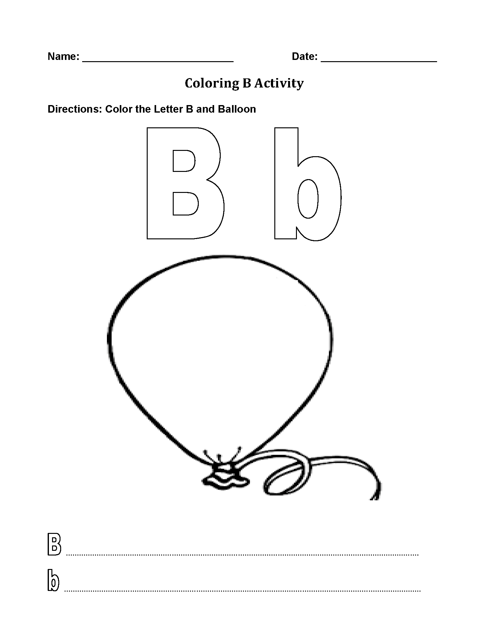 printable letter b worksheets for kindergarten preschoolers beginning